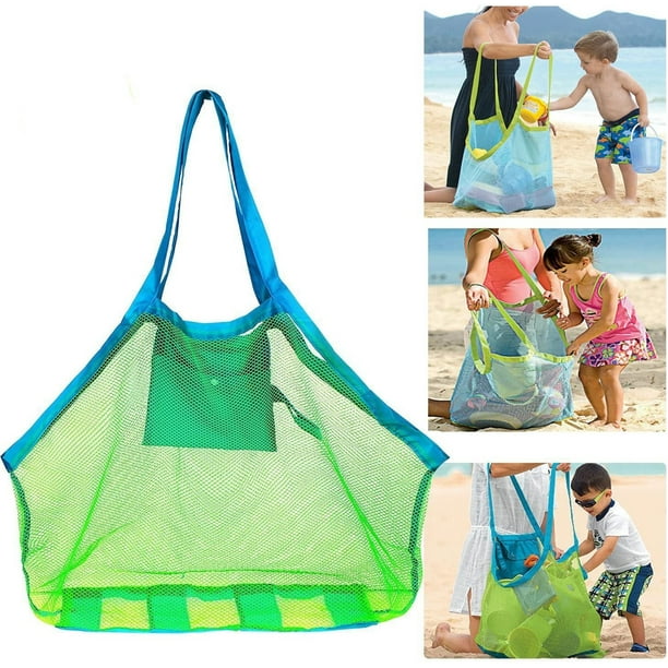 Details about / Portable Sand Away Carry All Beach Mesh Bag Tote Kids Toys Beach Storage Bag Net